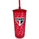 Copo Plástico com Canudo 500ml - São Paulo Brasfoot