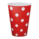 Copos de Papel 250ml - Bolinhas Vermelho e Branco c/8 Make+