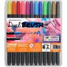 Brush Pen 12 Cores Ponta Dupla Gramp Line