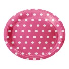Pratos de Papel 18cm - Bolinhas Pink e Branco c/8 Make+