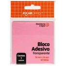 Bloco Adesivo Transparente 76mm x 76mm - Rosa 50 Folhas Jocar Office