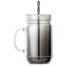Copo Plástico com Canudo 600ml - Degradê Cinza BRW