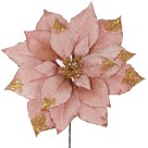 Enfeite Natalino Haste Bico de Papagaio com Glitter Rosé 29cm 30609 Grillo