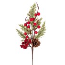 Enfeite Natalino Pinhas e Berries Verde 40cm 53726 Grillo