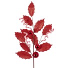 Enfeite Natalino HT Folhas e Bolas Vermelho 69cm 53750 Grillo