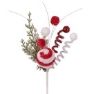 Enfeite Natalino Folhas e Bolas Vermelho 20cm 53832 Grillo