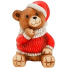 Urso Natalino Sentado Cerâmica Médio 10x9x12,5cm 24987 Magizi