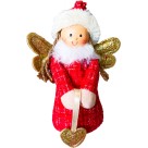 Anjinho Natalino Sentado Coração 20cm Vermelho/Dourado 25658 Magizi
