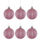 Bola de Natal 6cm Rosé com Glitter c/6 Grillo