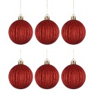 Bola de Natal 6cm Vermelha com Glitter c/6 Grillo