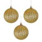 Bola de Natal 8cm Dourada com Glitter c/3 Grillo