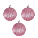 Bola de Natal 8cm Rosé com Glitter c/3 Grillo