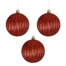 Bola de Natal 8cm Vermelha com Glitter c/3 Grillo