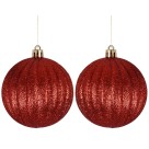 Bola de Natal 10cm Vermelha com Glitter c/2 Grillo