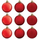 Bola de Natal 6cm Vermelha Mista c/9 Magizi