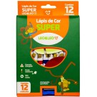 Lápis de Cor 12 Cores Jumbo Triangular Super Leo e Leo