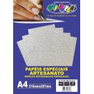 Papel Glitter Metálico A4 Prata 250g 10fls Off Paper