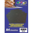 Papel Glitter Metálico A4 Preto 250g 10fls Off Paper