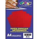 Papel Glitter Metálico A4 Vermelho 250g 10fls Off Paper