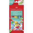 Lápis de Cor 12 Cores Aquarelável + Pincel Faber Castell