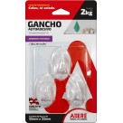 Gancho Autoadesivo Transparente Médio 55mm x 33mm c/3 Adere