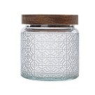 Pote de Vidro Redondo 550ml - Rústico com Tampa de MDF Le Bianco