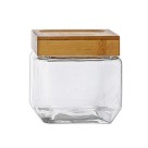 Pote de Vidro Quadrado 880ml - Moderno com Tampa de Bambu Le Bianco