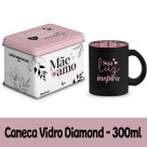 Caneca de Vidro Diamond Metalic 300ml - Mãe Sua Luz Inspira Brasfoot