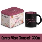Caneca de Vidro Diamond Metalic 300ml - Melhor Mãe do Mundo Brasfoot