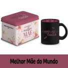 Caneca de Vidro Diamond Metalic 300ml - Melhor Mãe do Mundo Brasfoot