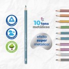 Lápis de Cor 10 Cores Tons Metálicos Triangular Mega Soft Color Tris