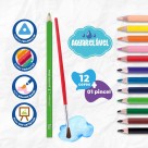 Lápis de Cor 12 Cores Aquarelável + Pincel Mega Aquarell Tris