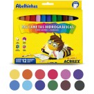 Canetinha Hidrográfica 12 Cores Jumbo Acrilex