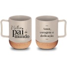 Caneca de Vidro Cork 350ml - Pai Amor e Coragem Brasfoot
