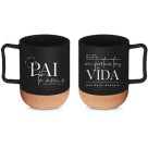 Caneca de Vidro Cork 350ml - Pai Meu Maior Exemplo Brasfoot