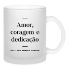 Caneca Vidro Diamond 300ml - Pai Amor e Coragem Brasfoot