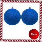 Bola de Natal 10cm Azul com Glitter c/2 SoNatal