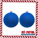 Bola de Natal 10cm Azul com Glitter c/2 SoNatal