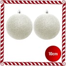 Bola de Natal 10cm Branca com Glitter c/2 SoNatal