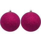Bola de Natal 10cm Pink com Glitter c/2 SoNatal