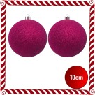 Bola de Natal 10cm Pink com Glitter c/2 SoNatal