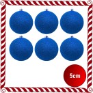 Bola de Natal 5cm Azul com Glitter c/6 SoNatal