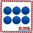 Bola de Natal 5cm Azul com Glitter c/6 SoNatal