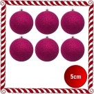 Bola de Natal 5cm Pink com Glitter c/6 SoNatal