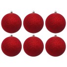 Bola de Natal 5cm Vermelha com Glitter c/6 SoNatal