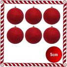 Bola de Natal 5cm Vermelha com Glitter c/6 SoNatal