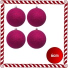 Bola de Natal 6cm Pink com Glitter c/4 SoNatal