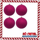 Bola de Natal 6cm Pink com Glitter c/4 SoNatal
