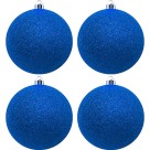 Bola de Natal 6cm Azul com Glitter c/4 SoNatal