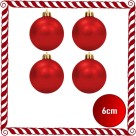 Bola de Natal 6cm Vermelha c/4 SoNatal